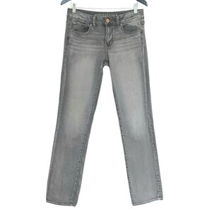 Sz 8 AE jeans straight super stretch grey mid rise American Eagle gray